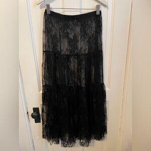 Black Sheer Lace Skirt
